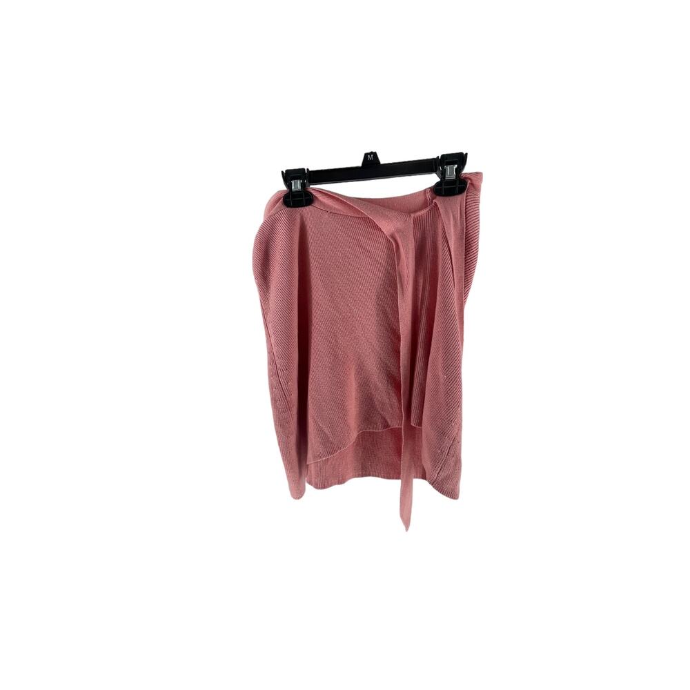 Ann Taylor Pink Ribbed Knit Silk Blend Tie Neck Top Women's Size Small/Medium